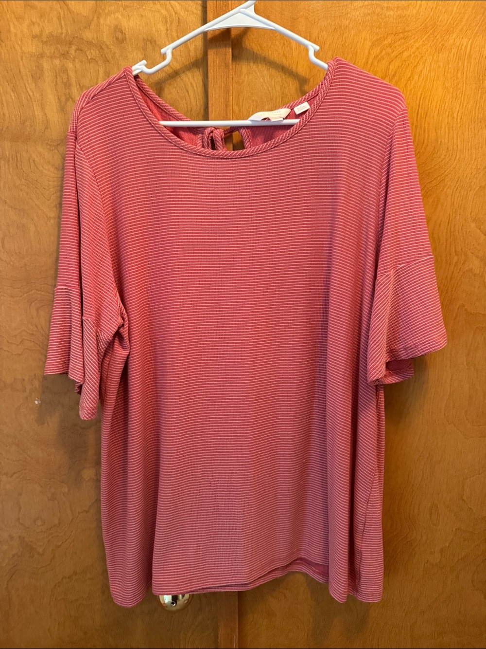 LC Lauren Conrad Coral Pink Short Sleeve Ribbed Knit Top